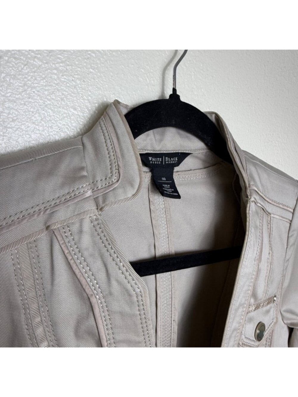 WHBM White House Black Market Tan/Beige Jacket w/ Decorative Detail Sz 00 - Picture 3 of 6